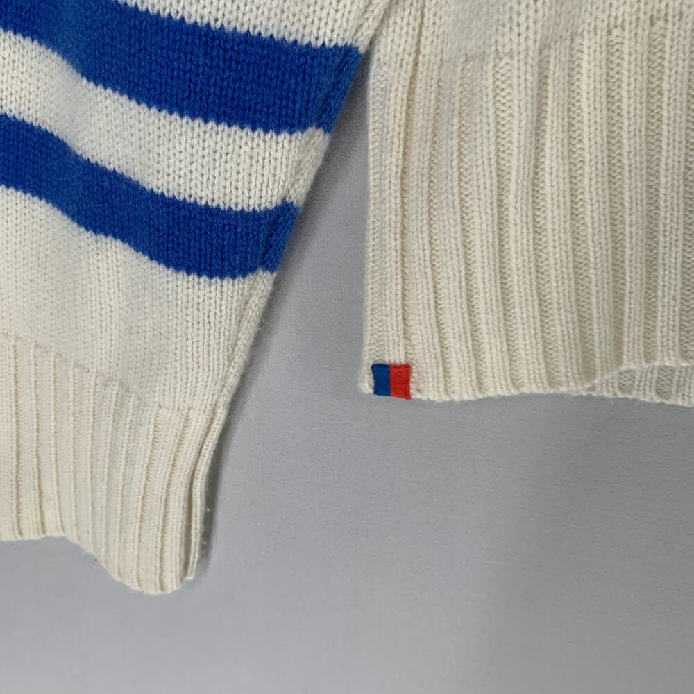 KULE Cream and Blue Striped Cashmere-blend Turtleneck Sweater. Sz L - Picture 14 of 16